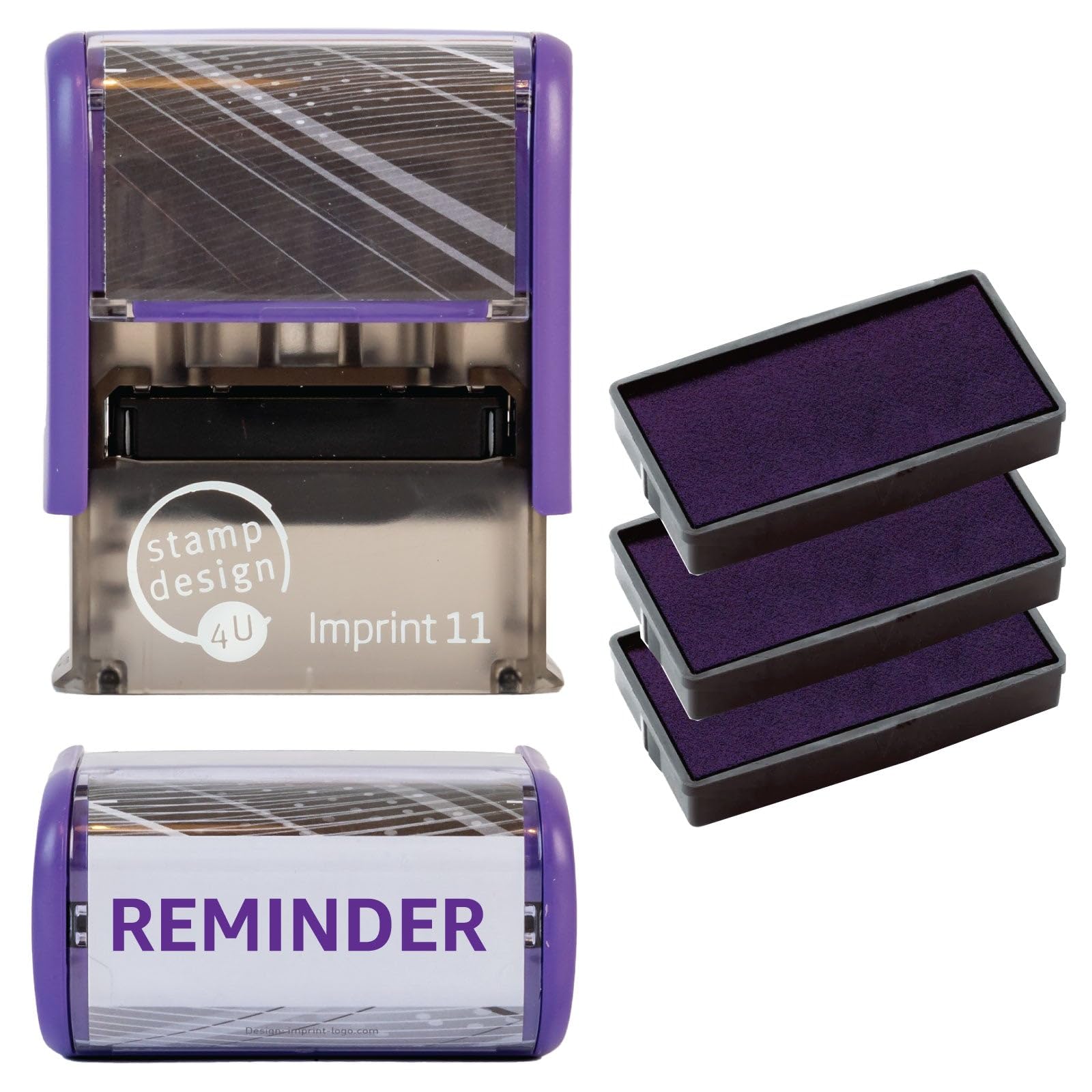 Reminder Self Inking Rubber Stamp for Stamping Your Reminder Documents - Violet Reminder Stamp with 3 Extra Inkpad