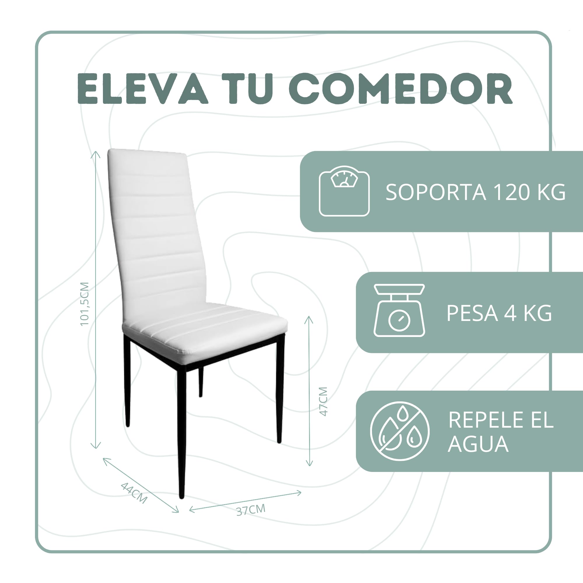 HOME DESIGN & CONFORT Pack de 4 Sillas de Comedor Tapizadas - Sillas Cocina Tapizadas - Sillas Comedor Pack (Beige, 4)