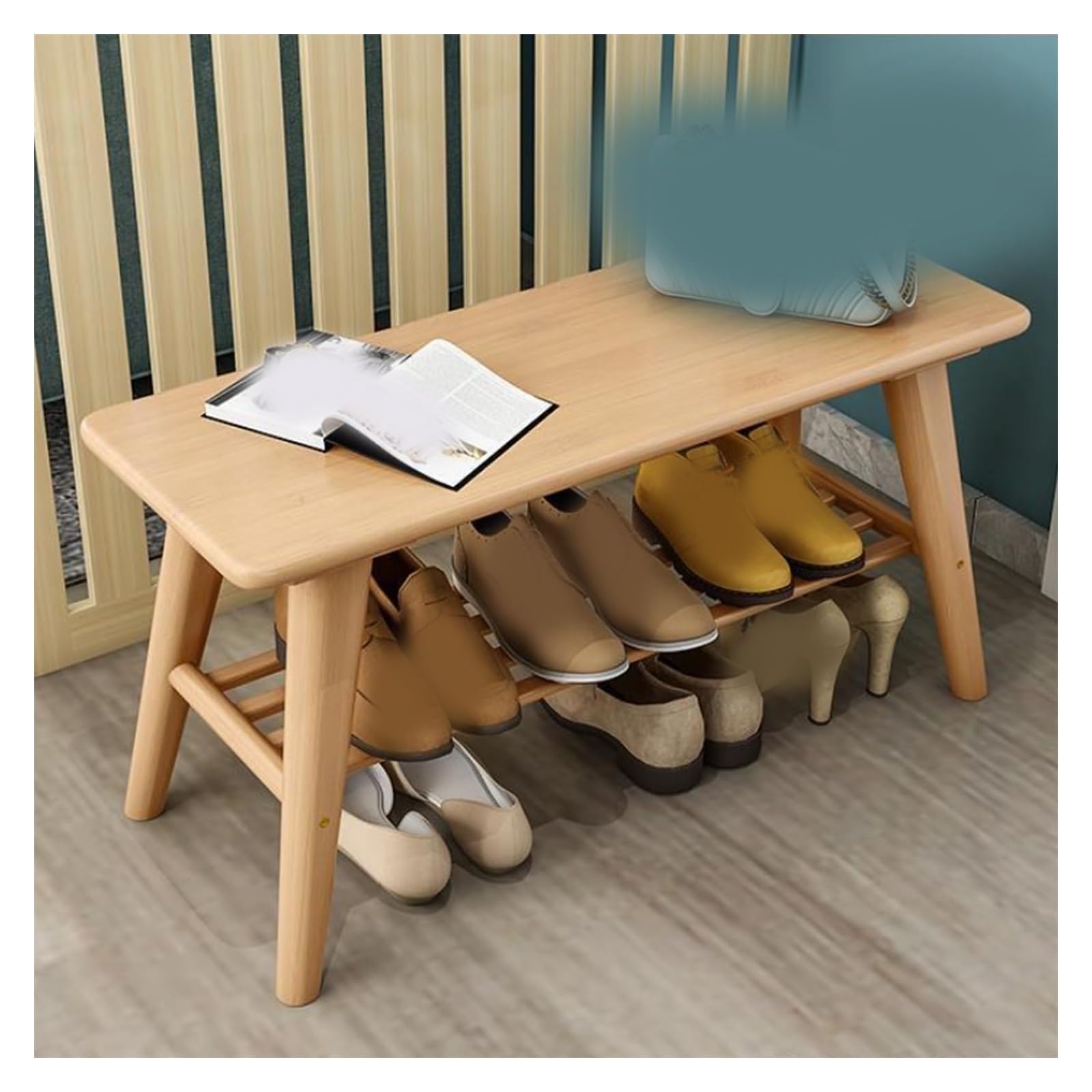 Banc en bois massif 80x36x30 cm de style naturel pour l'entrée