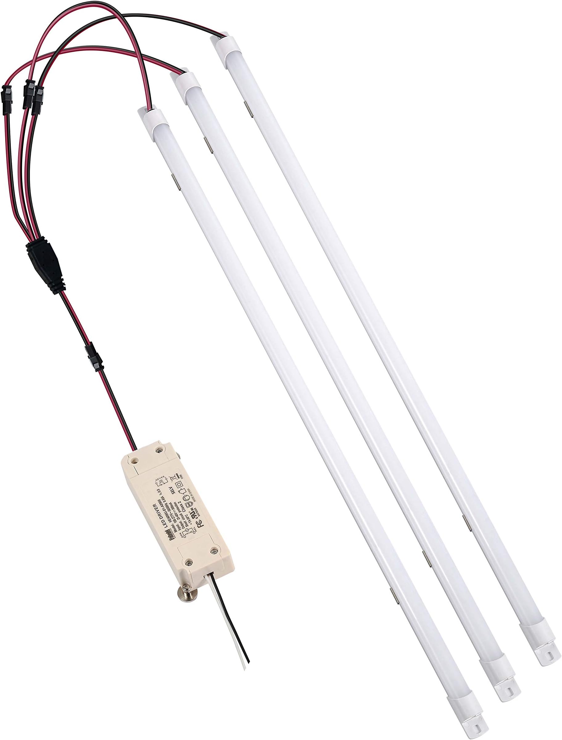 4FT Magnetic Mount LED Retrofit Kit,54W, 5000K,2x4 FT LED Retrofit Kit,1 Driver w/ 3 Tubes Per Kit,T8 T10 T12 Fluorescent Replacement LED Light Bar, 0-10V Dimmable,Easy Quick Install,UL Cert