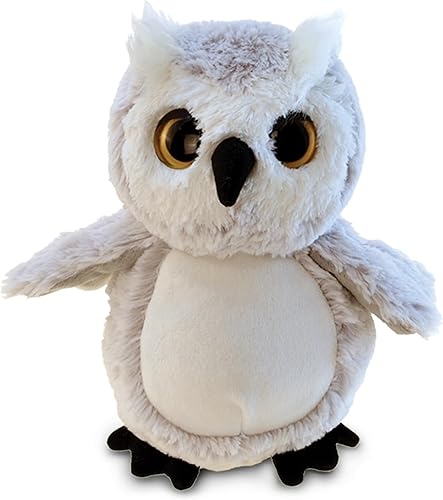 DolliBu - Peluche de búho – Animal de peluche súper suave, lindo pájaro de vida silvestre gris, adorable animal de peluche esponjoso para niños y