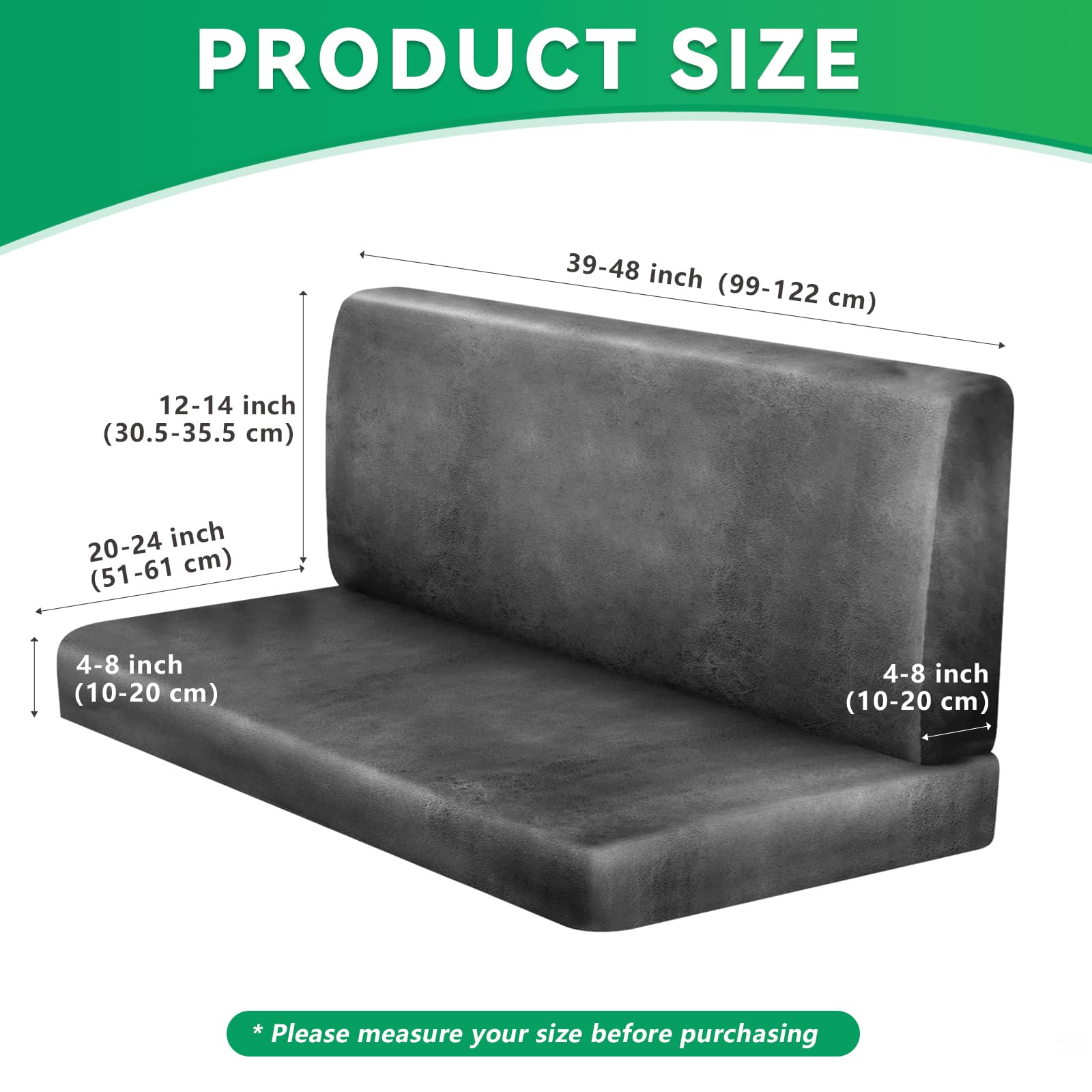 molasofa Federa per cuscino in pelle simile a camper Dinette, fodera elasticizzata per sedile per camper e panca per auto (2 coperture per panca e 2 schienali, grigio chiaro-02)