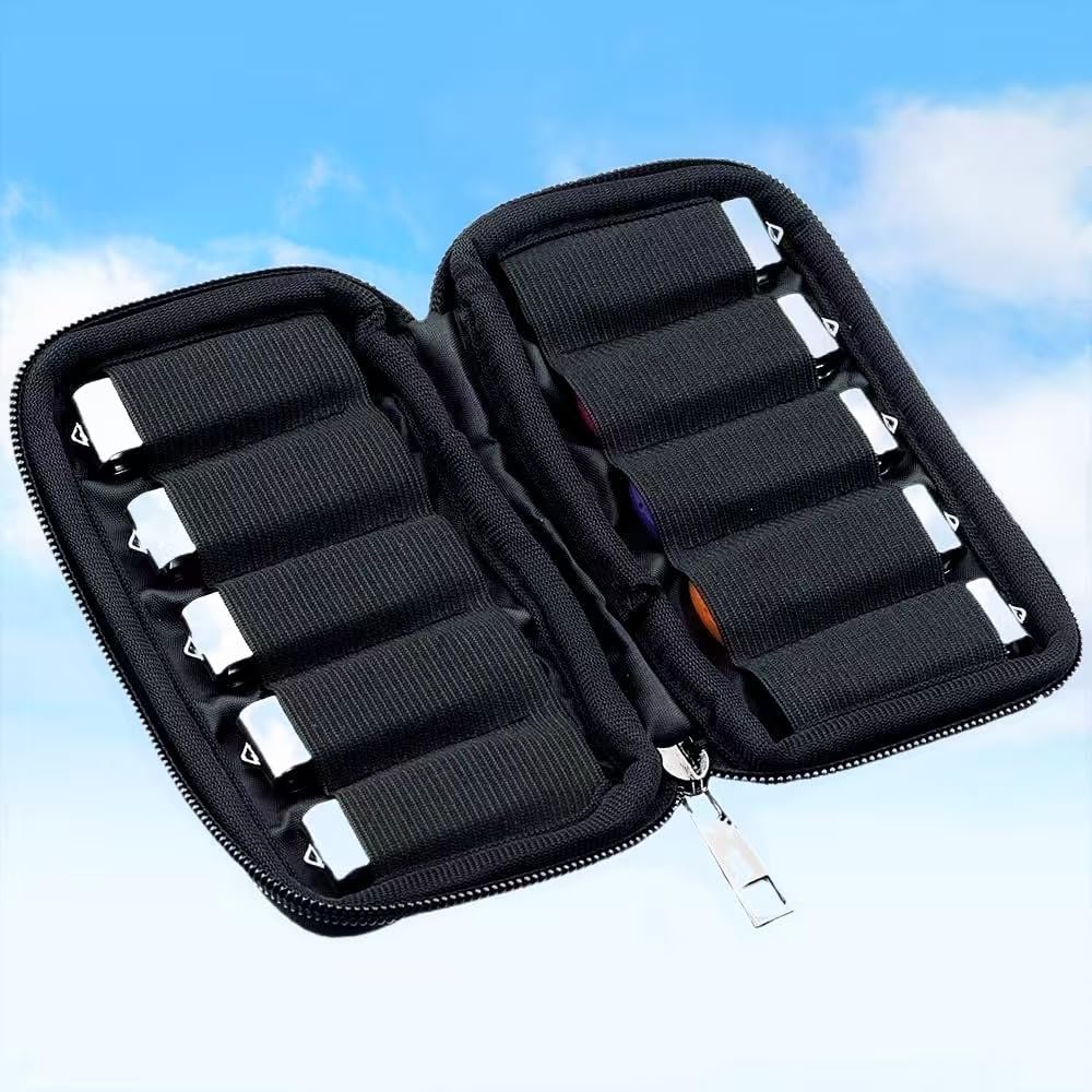 10-Slot USB Flash Drive Organizer Pouch - Durable Neoprene Storage Case with Secure Elastic Slots & Zipper Closure for U Disks, Hard Drives, Memory Cards（Black）