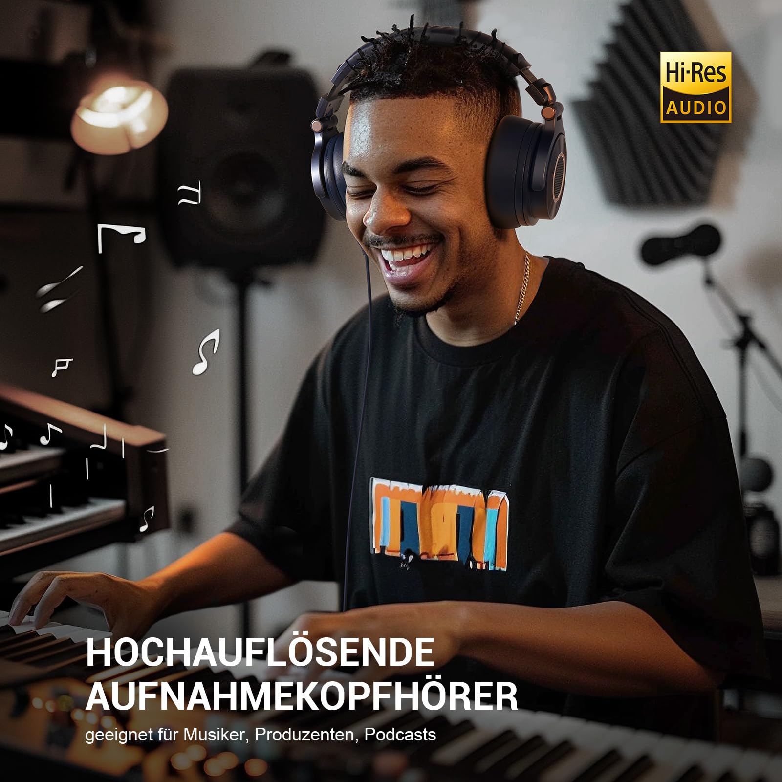 OneOdio Kopfhörer mit Kabel, Monitor 60 Professioneller geschlossener Studio Kopfhörer 38 Ohm, Kopfhörer Over Ear mit 50mm Treiber Hi-Res Audio, Abnehmbares Kabel(3.5mm/6.35mm), für Podcast, Handy, PC