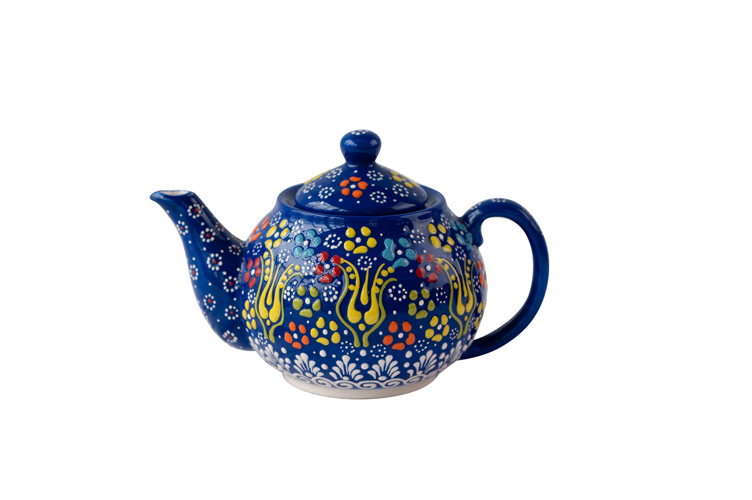Théière bleu foncé sans goutte avec poignée isolante pour le bureau