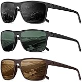 Polarized Sunglasses Men Lightweight Square Mens Sun Glasses for Driving Sports with UV400 Protection Black/Dark Green/Tawny