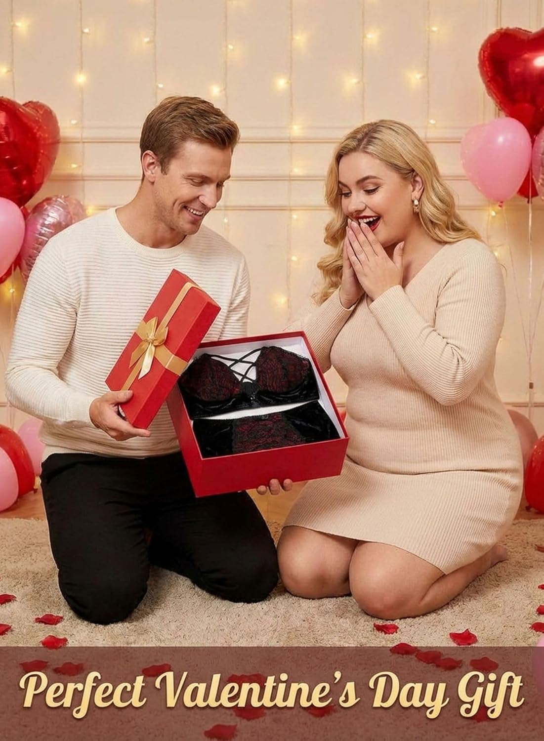 Women Valentines Lingerie Set - Sexy Plus Size Crushed Velvet Mesh Lace Up Exotic Halter Bralette High Waist Panty - Image 5