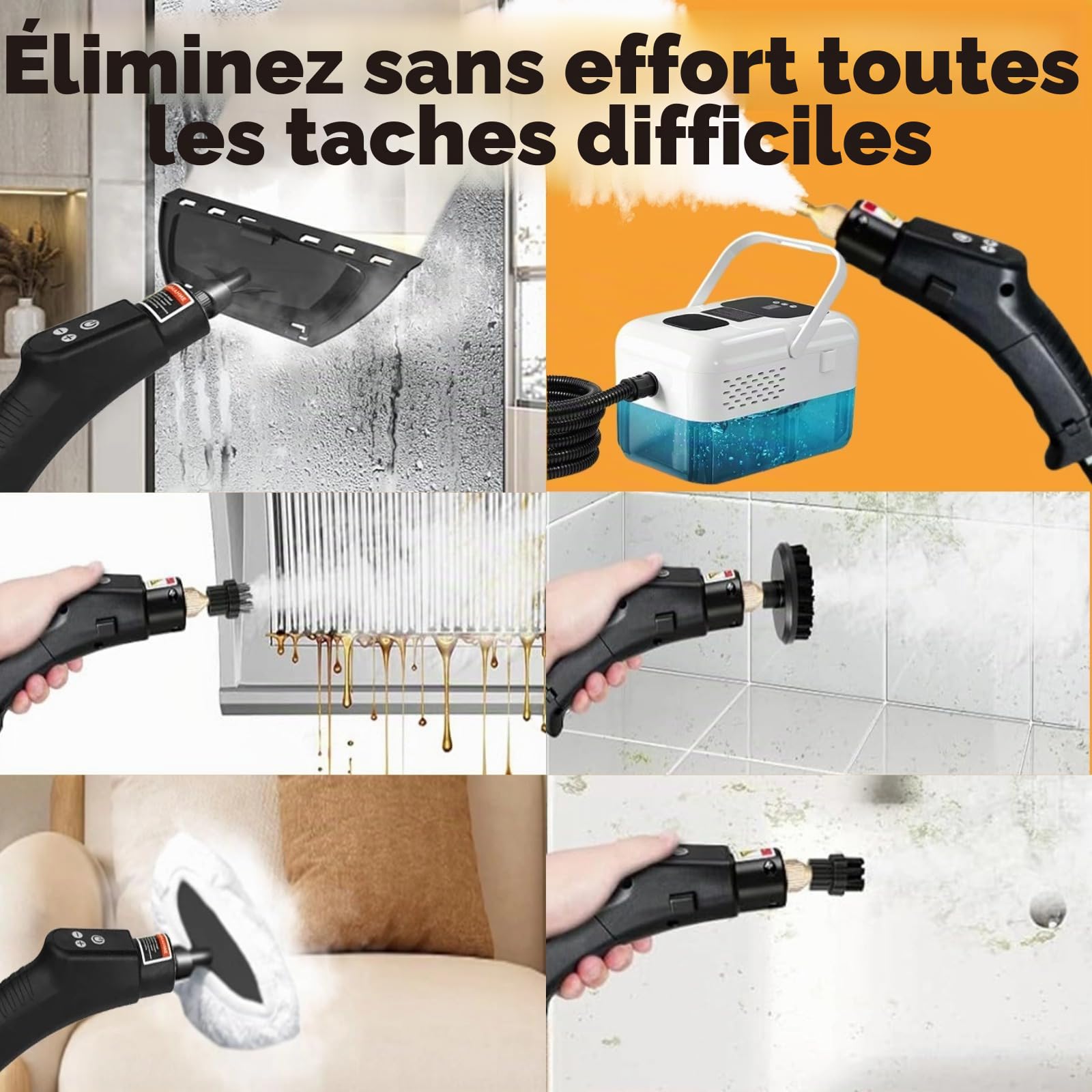 Nettoyeur Vapeur, 2500W 9 Vitesses Nettoyeur à Main Et Balai Vapeur, Nettoyeur Vapeur Haute Pression Professionnel pour Tous Les Meubles de Cuisine, Canapés, Sol, Salle de Bain, Carrelage