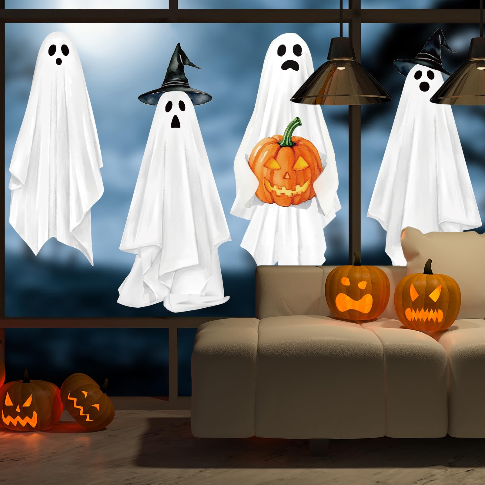 Whaline 65.6Ft Halloween Bulletin Board Border – Glitter White Ghost Die-Cut Trim Roll