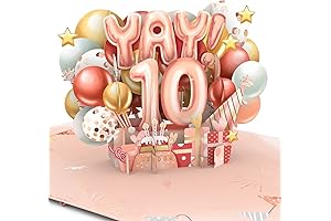 10th Birthday Card for Girl, Liif Pop Up 3D Card