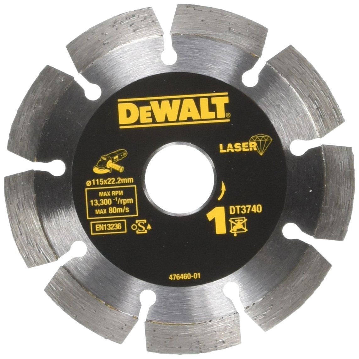 Disco Diamantato Sinterizzato 115 Mm Per Taglio Pietra - Corona Segmentata, Foro 22,2 Mm, Altezza Segmento 7 Mm