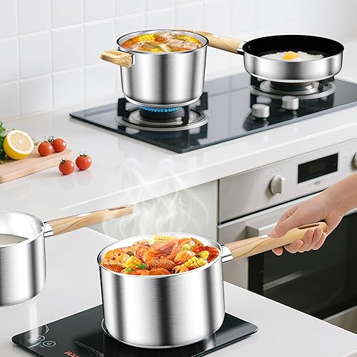 Miniatura 7 de Juego de utensilios de cocina de acero inoxidable, 13 piezas, ollas y sartenes, utensilios de cocina de inducción, juego de cocina de alta