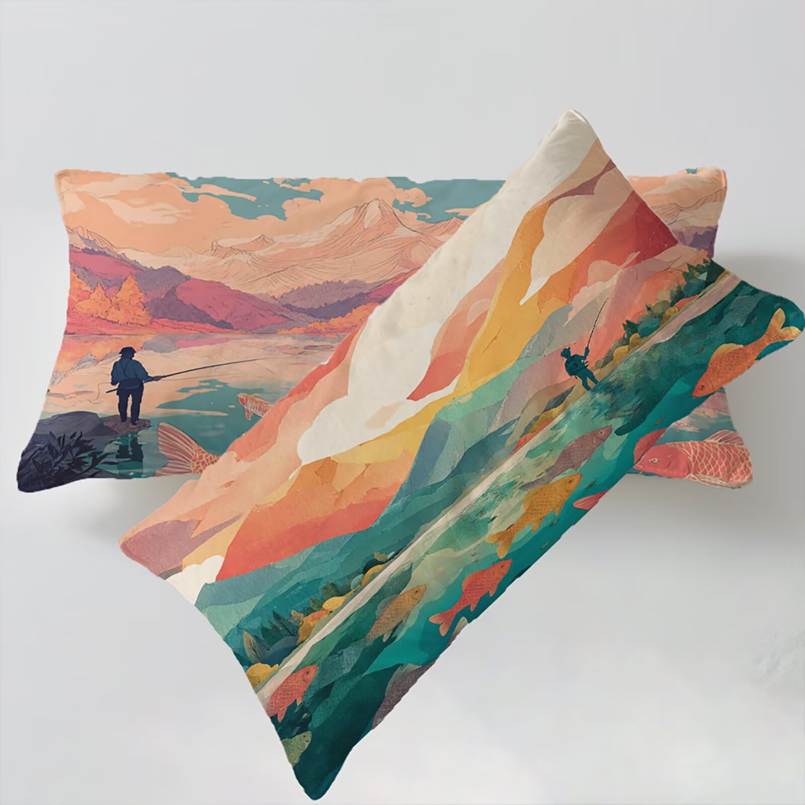 Poszewka na poduszkę liliowa poszewka na poduszkę 70 x 90 cm krajobraz poszewka na poduszkę dekoracyjna poduszka aksamitna poszewka na poduszkę zestaw 2 szt. można prać niewidoczny zamek błyskawiczny