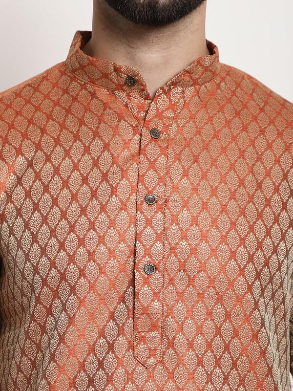 Image of SOJANYA (Since 1958 Men's Jacquard Silk Kurta and Pyjama with Nehru Jacket