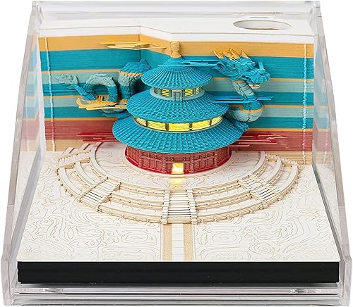 SIWEME Bloc de notas adhesivas 3D con luz, Dragón Tiantan 1 pieza, 150 hojas de papel, bloc de notas de arte en 3D, notas adhesivas originales DIY,