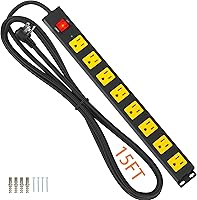 Vista 13 de Tira de alimentación larga de 8 salidas, 2 paquetes de 2100J, protector contra sobretensiones resistente de 6 pies, cable ancho espaciado y montaje