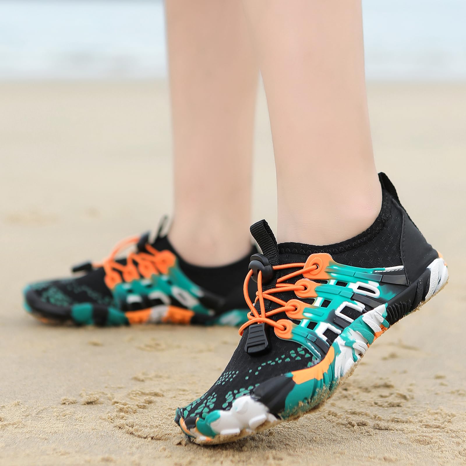 Tolaler Escarpines Niño Niña Calcetines de Piscina Zapatos de Agua Antideslizante Secado Rápido Zapatos de Playa Descalzo Unisex Bebé Verano Barefoot Calzado para Natación Surf