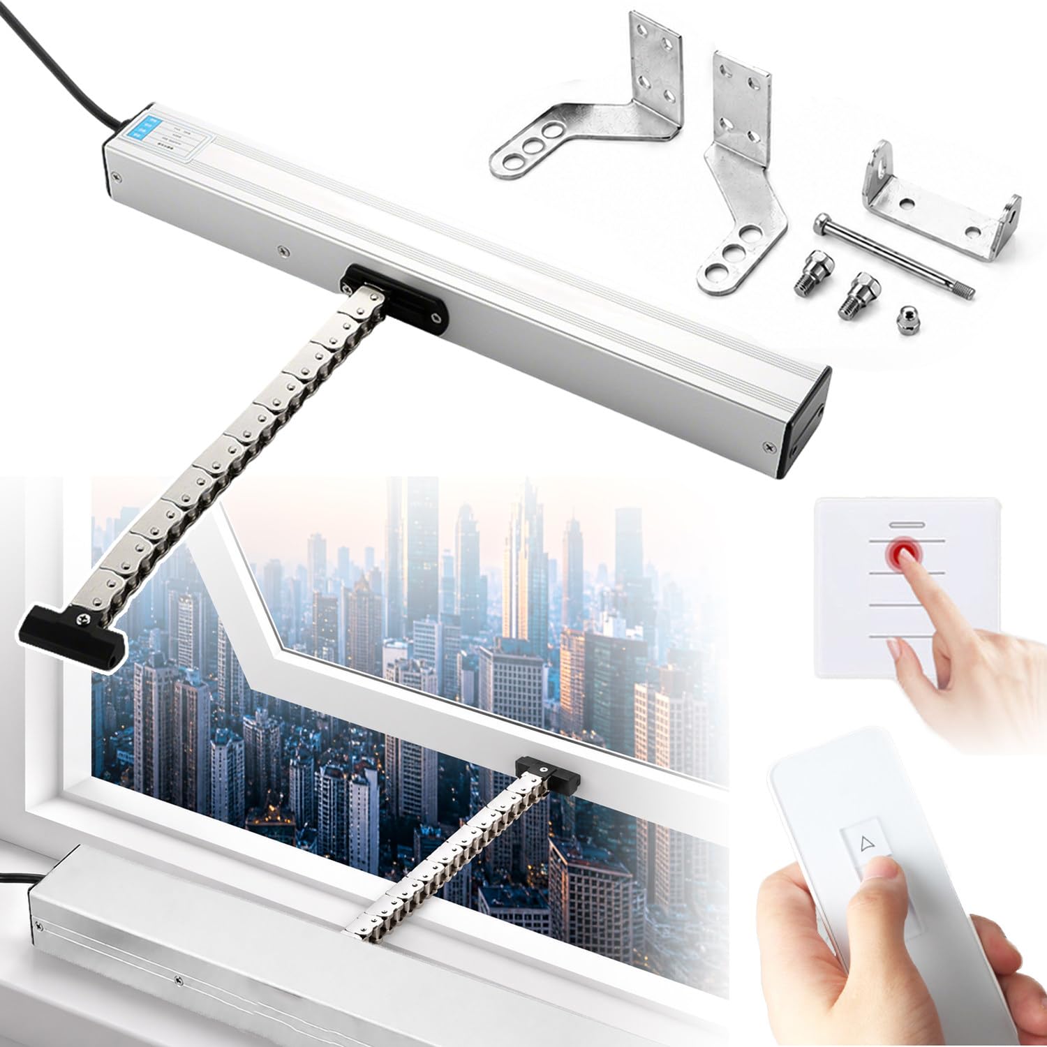 ZAYMGPD Skylight/Roof Electric Automatic Window Opener with Remote Control and Switch,Stroke 300mm - 1000mm,Quiet Vent Opener,One-Touch Window Control—Ideal for Seniors with Mobility Issues 900mm