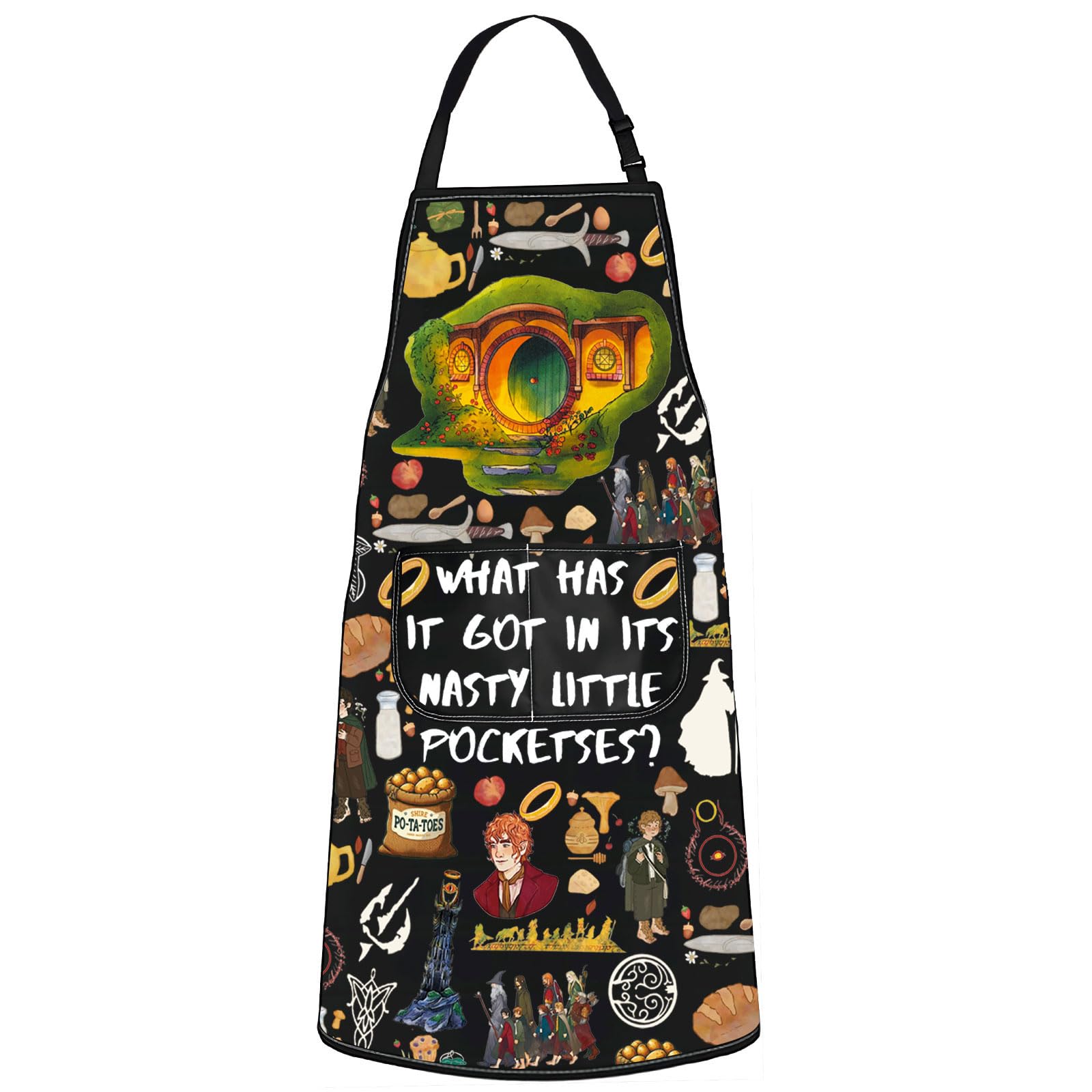 MYSOMY Middle Earth Kitchen Apron The Shire Gift The Shire Apron What Has It Got In Its Nasty Little Pockets Middle Earth Gifts (What has it got UK1)
