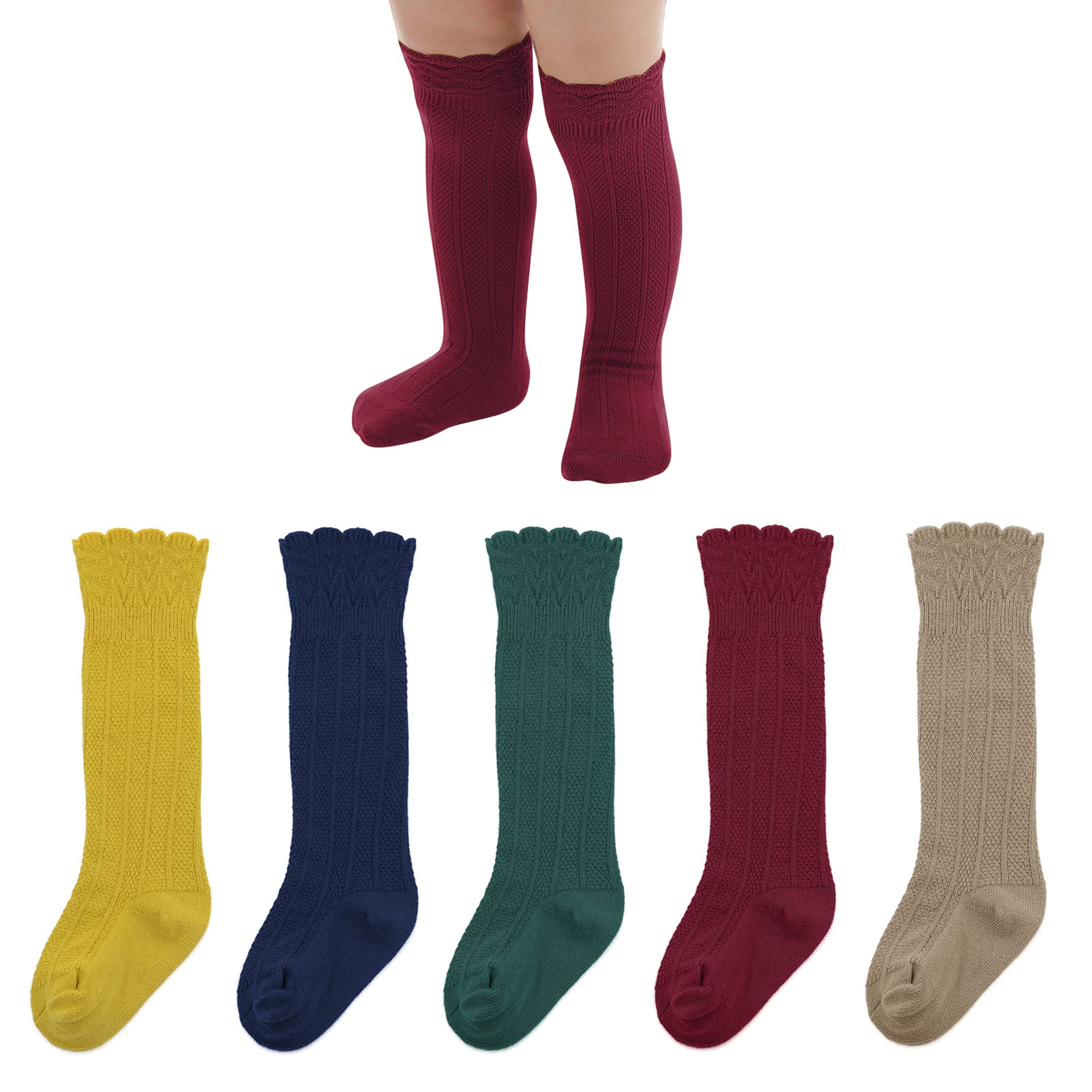 American Trends Baby Knee High Socks - Girls & Boys Newborn to Toddlers - Ruffled Tube Socks