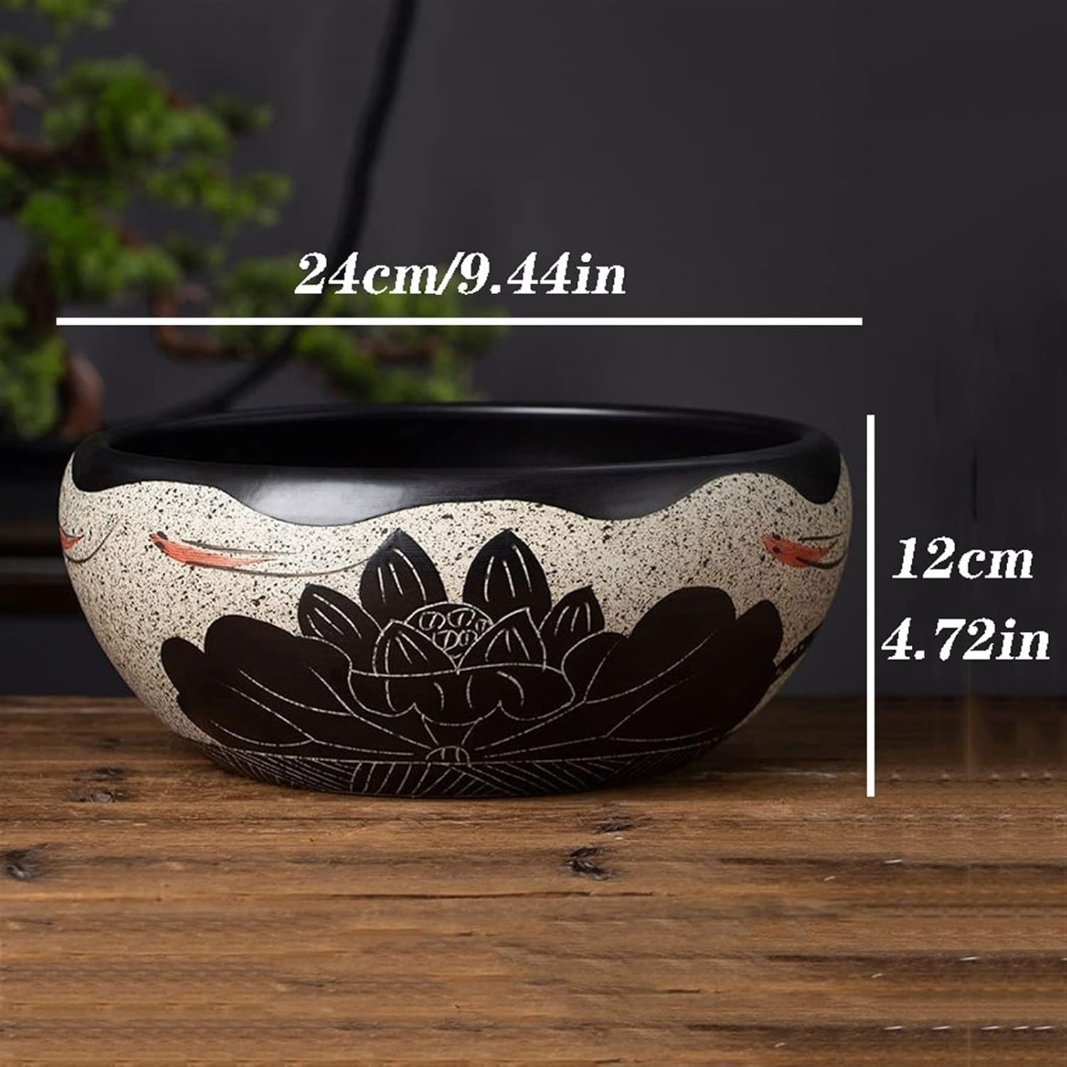 SONGCHAO Planting Pots Ceramic Plant Containers Pots Without Bottom Hole Hydroponic Plants Lotus Pots Simple Decorative Goldfish Tank Water Lily Bowl Turtle Tank Planter Boxes Outdoor(Color:Low Base)