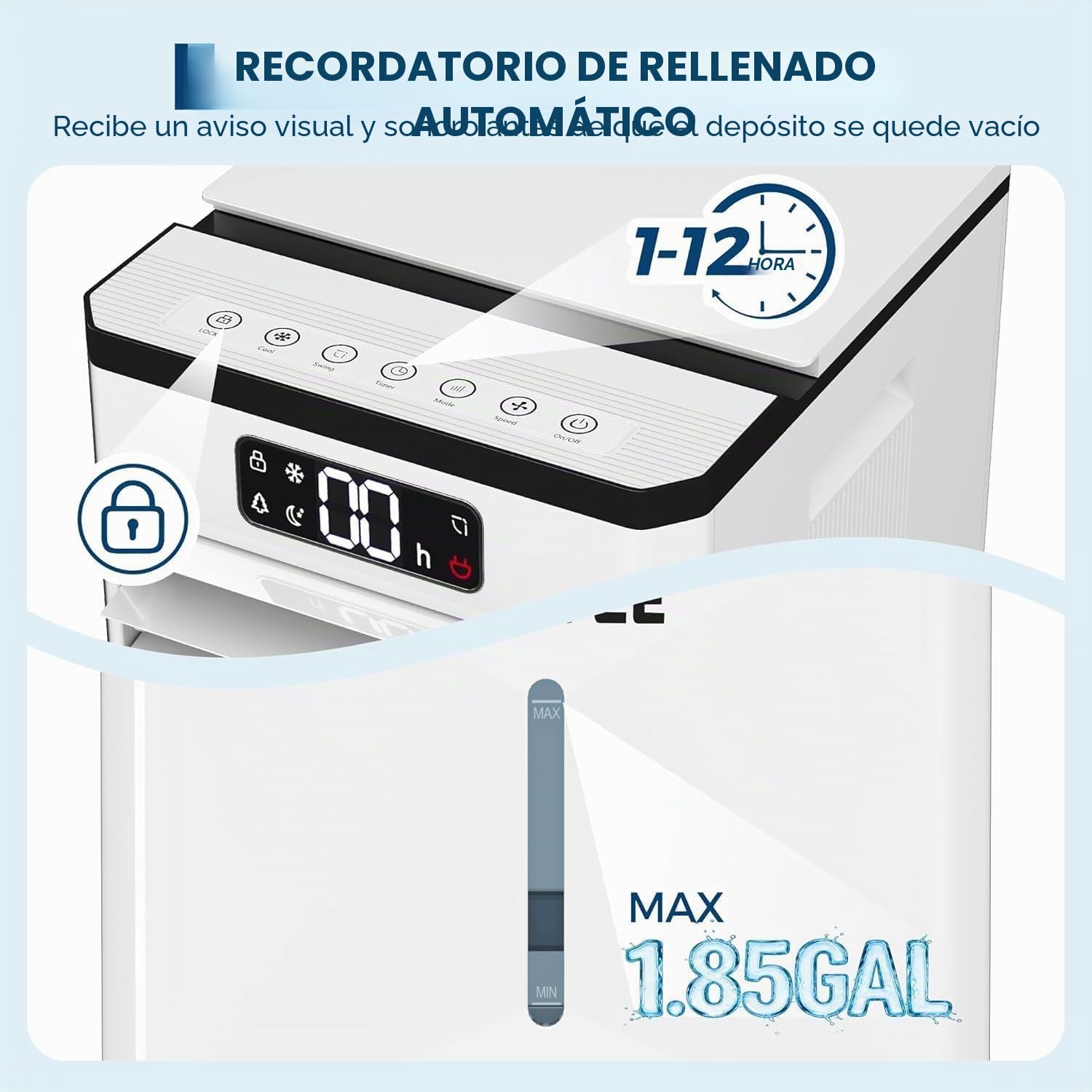 Aire Acondicionado Portatil Ventilador Silencioso 3 en 1, Enfriador de Aire sin Instalacion con 7L Tanque, Oscilación de 120°，Mando a Distancia – Blanco