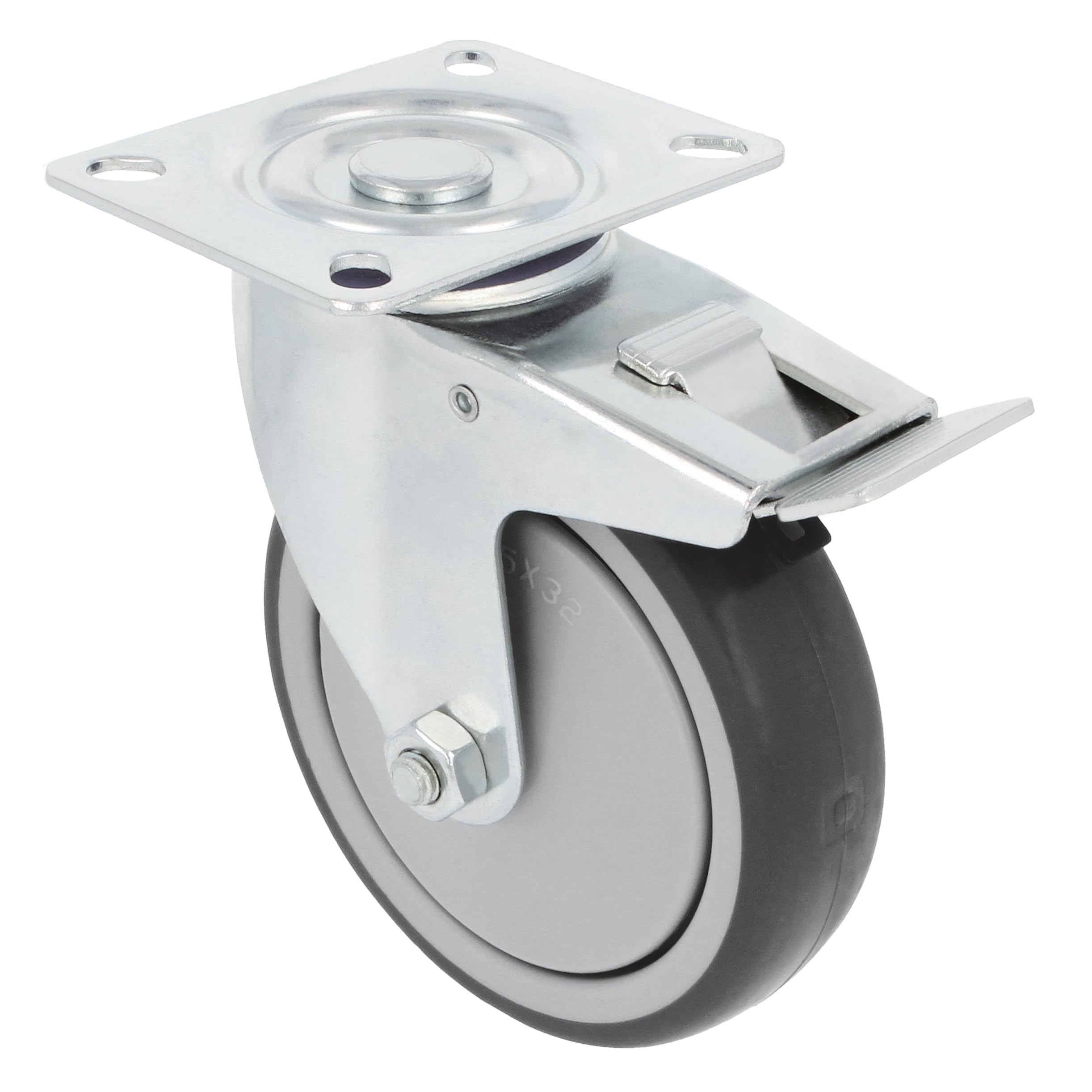 Amig - Set 4 Ruote con Freno per Mobili | Ø 100 mm | Ruote Girevoli con Piastra di Montaggio | Peso Massimo 110 Kg | Per Spostare Mobili Pesanti | Cuscinetti a Rulli | Nucleo in Plastica