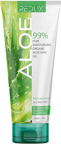Redux Gel de Aloe Vera - Gel de Aloe Vera 100% hidratante orgánico para cara, cuerpo, cabello, cuidado después del sol, gel de aloe para quemaduras