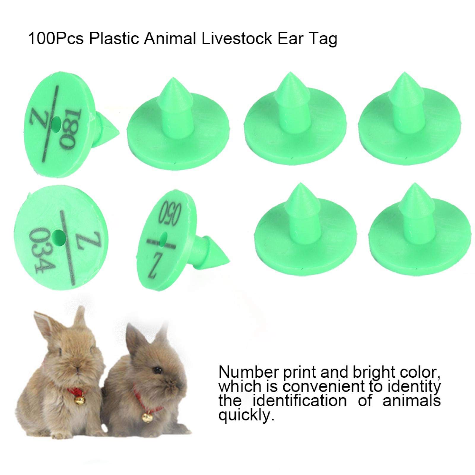 Pince à étiqueter d'oreille pour Animaux d'élevage, 100 pièces étiquette d'oreille en Plastique pour Animaux d'élevage de qualité pour étiquette de marqueur de Chien de Lapin(Vert)