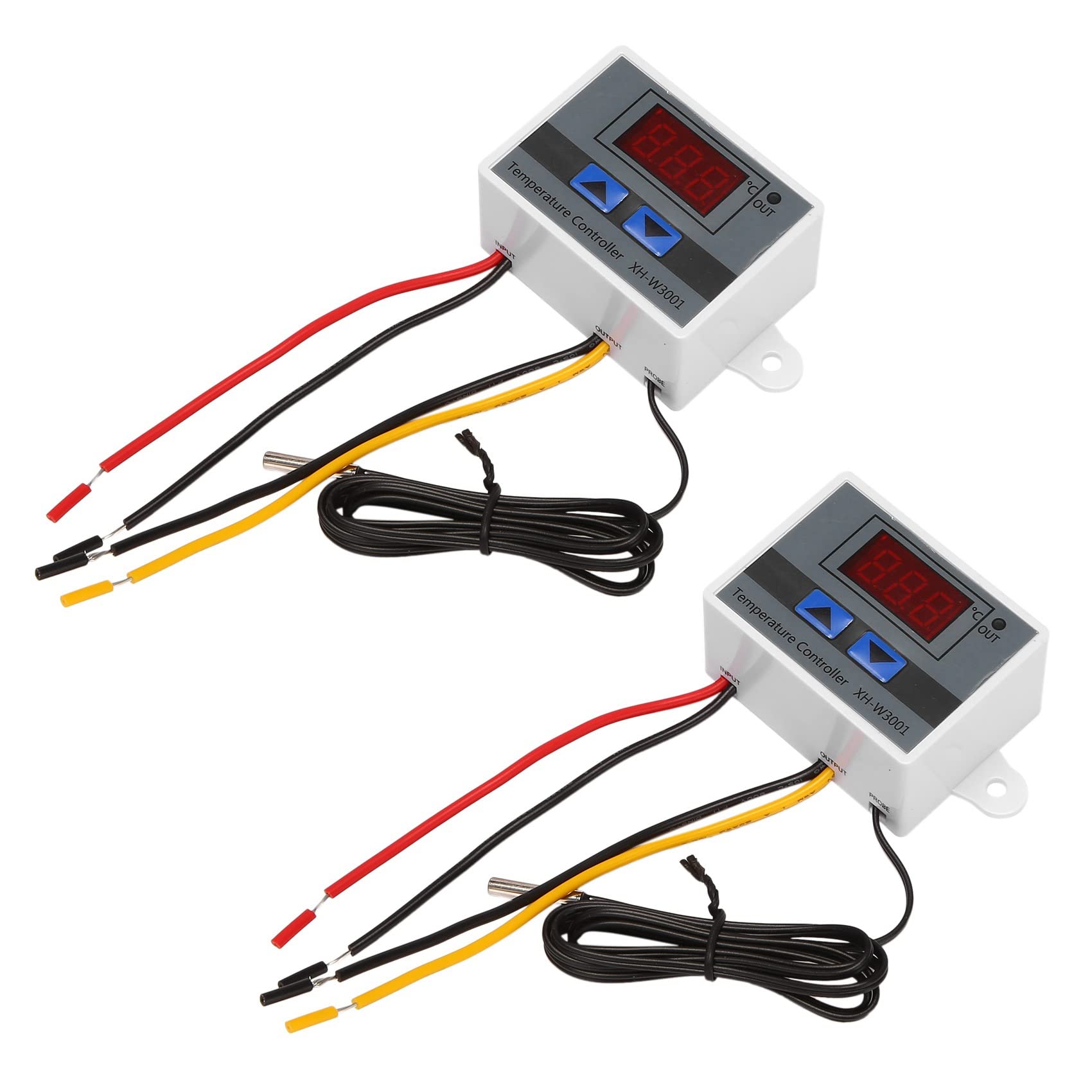 Jnchdghwa White 2X 220V Digital Led Temperature Controller 10A Thermostat Control With Switch Digital Display Incubation Controller
