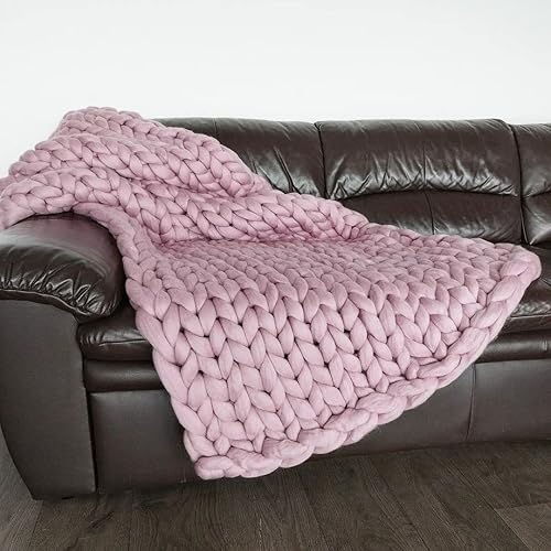 Miniatura 7 de Manta de lana de punto grueso  Manta gigante para sofá, cama, sofá, manta bohemia para decoración del hogar, ideas de regalo para mujeres (rosa