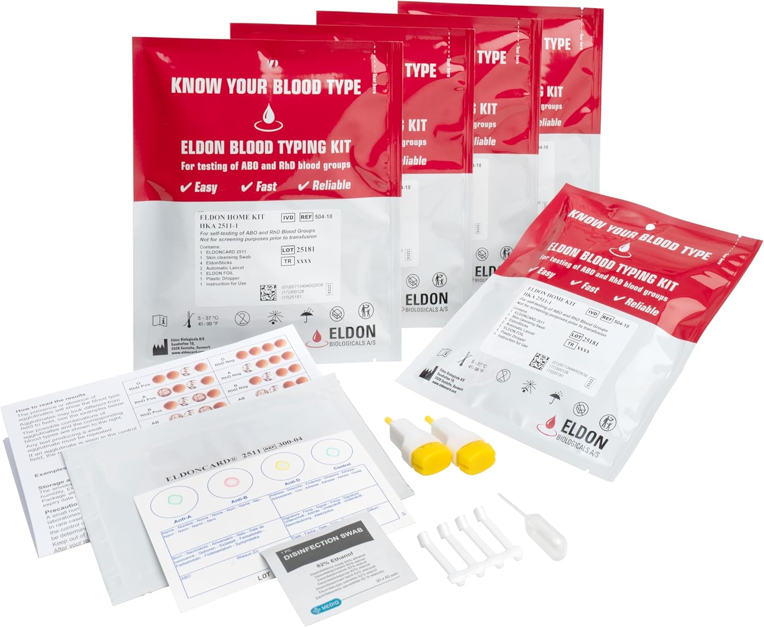 (5 Pack) Blood Typing Test Kit Eldoncard by Eldon