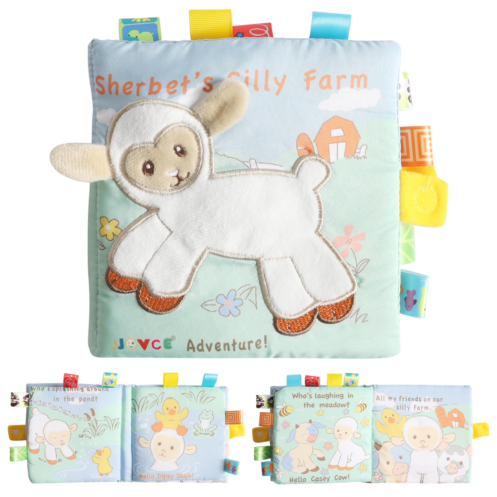 Baby Fabric Books, 0-6 Months, Sensory Book for Babies, Soft Baby Books, Interactive Animals, Tactile Book, Interactive Baby Stroller Toys for Tummy Time