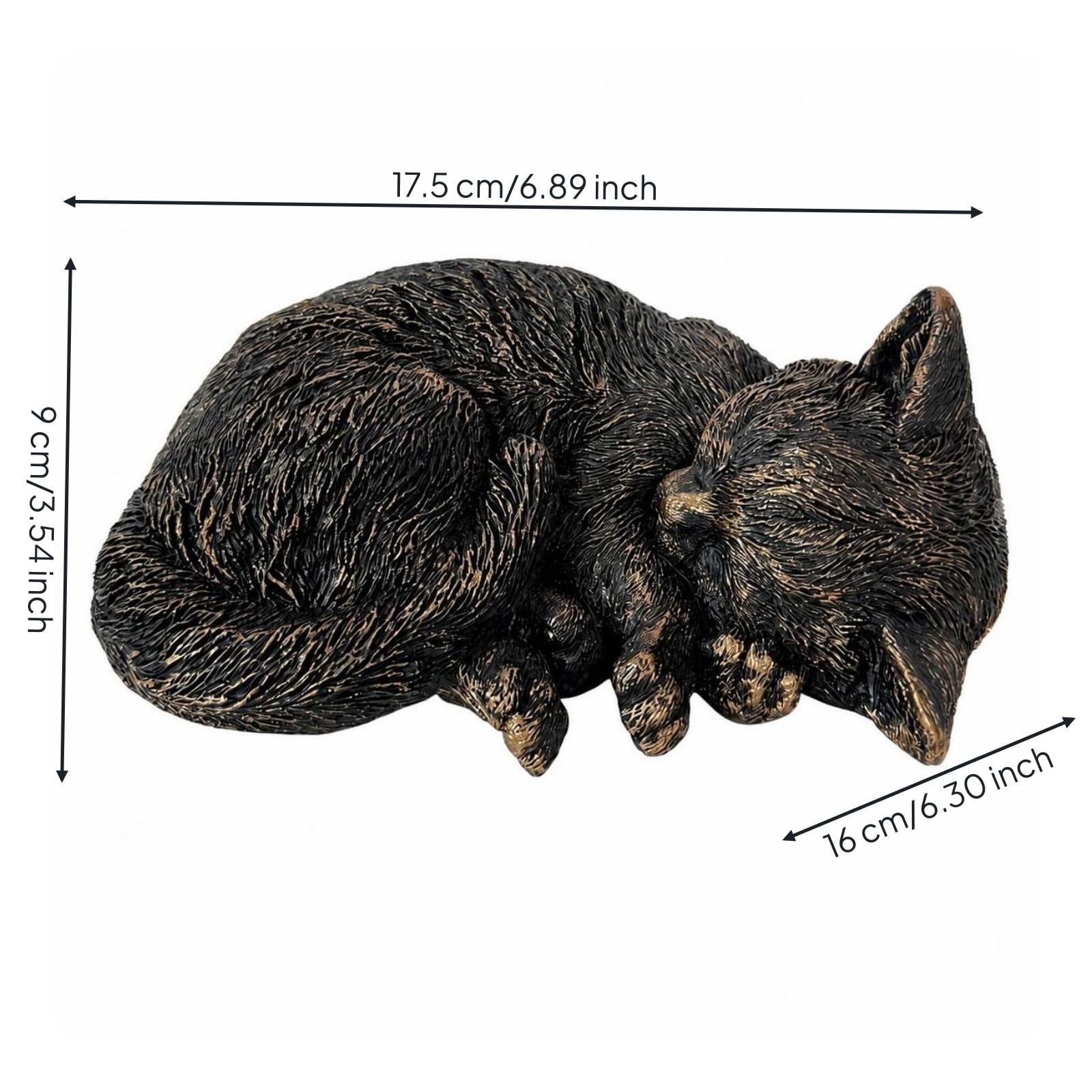 Memoriale per Durevole Scultura | Pietra Commemorativa Del Gatto, Facile da Pulire, Statua di Gatto in riposo, per Giardino, Degli Animali, Oro Retro, Stile C