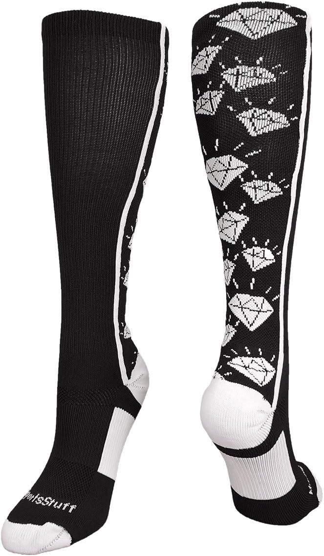 MadSportsStuff Softball Socks with Diamonds for Girls Women Kids Youth Adult Over the Calf Soccer