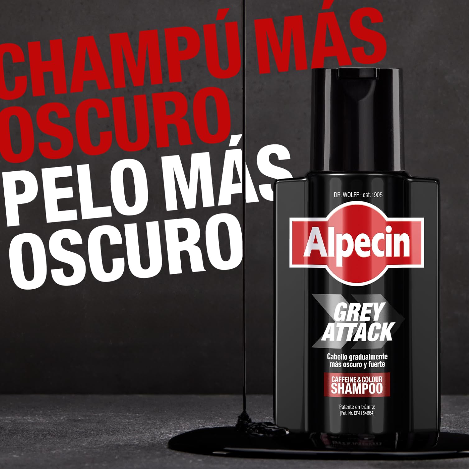 Alpecin Grey Attack Caffeine Colour Shampoo for Men 1x 200ml | Cabello gradualmente más oscuro y fuerte | Efecto de color controlado y de aspecto natural con menos canas