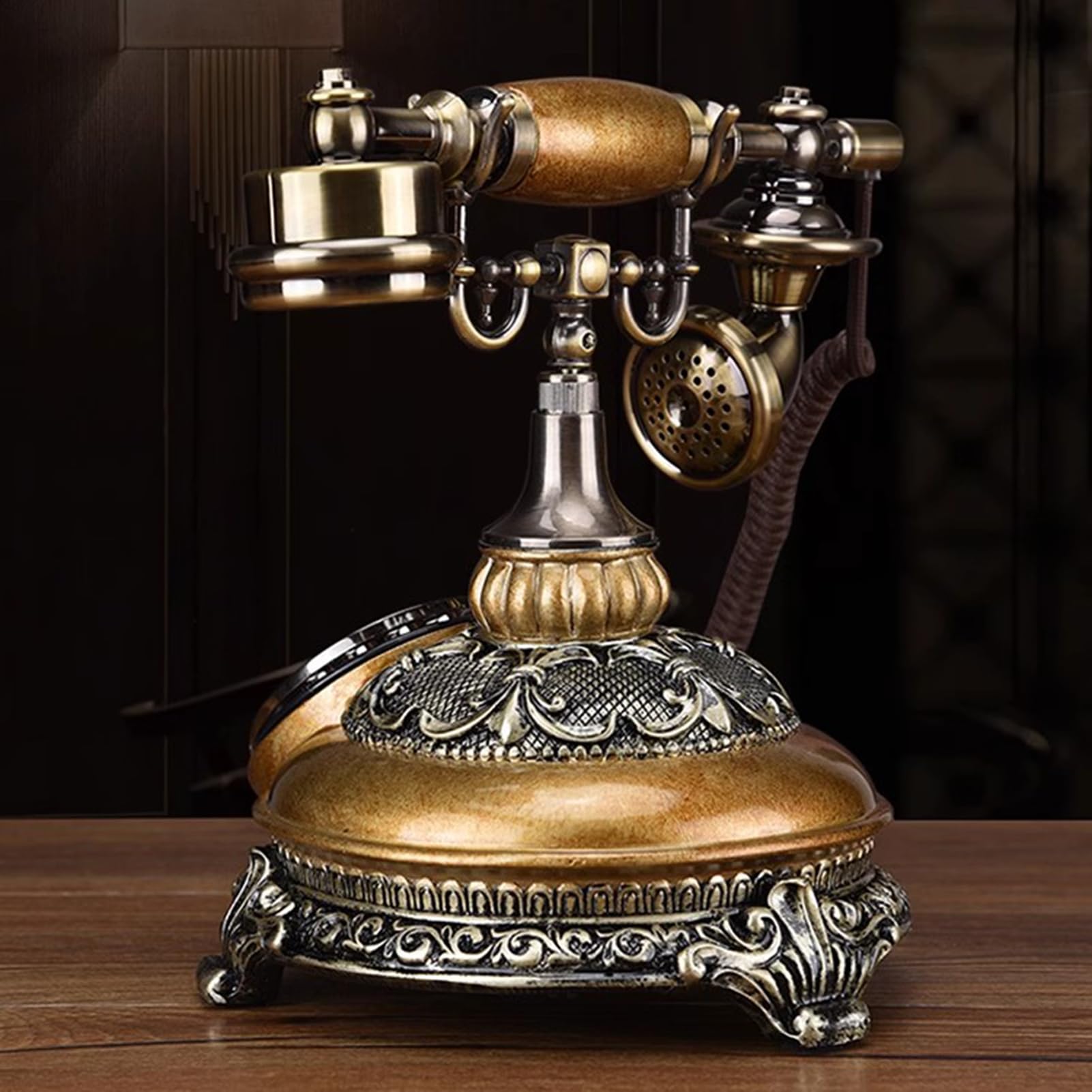 HJMMWT Telefon przewodowy z wybieraniem retro. Zabytkowy telefon stacjonarny. Vintage Home Office