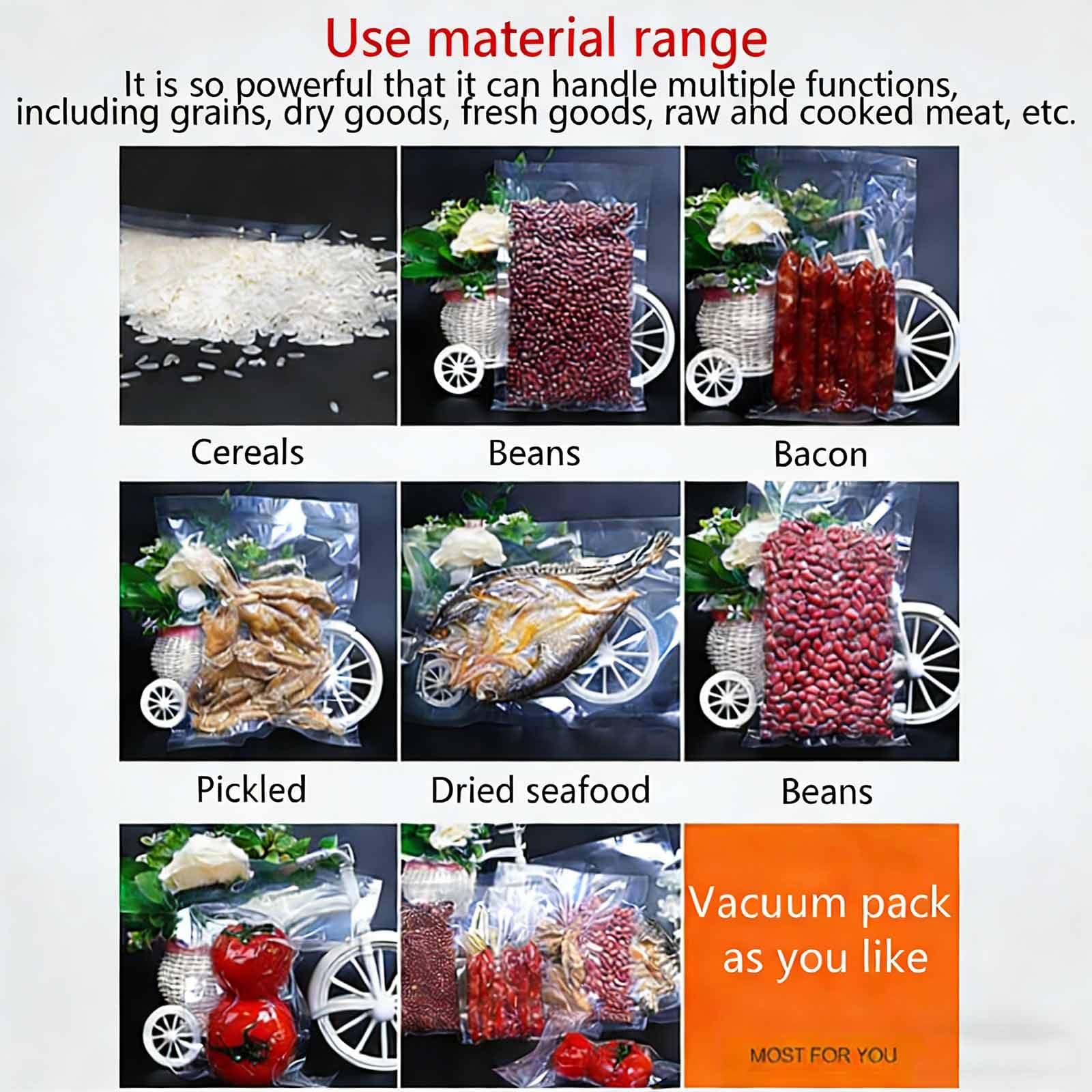 Máquina selladora al vacío de cámara para envasado de alimentos, sellador al vacío profesional para carnes frescas, frutas, uso doméstico y comercial, 9 paquetes abatibles