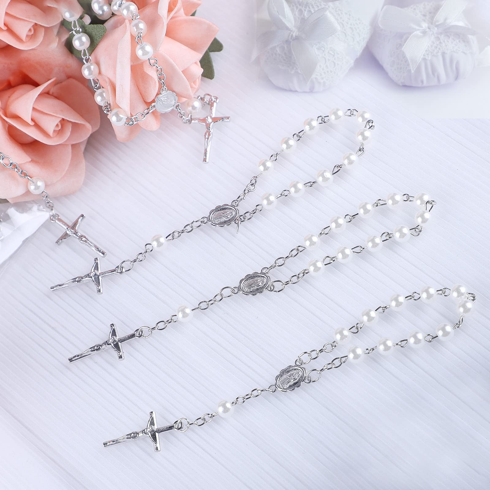 30 Chapelets Baptême Acrylique - Perles Ivoire Chaîne Or - Cadeau Communion Mariage Baptême
