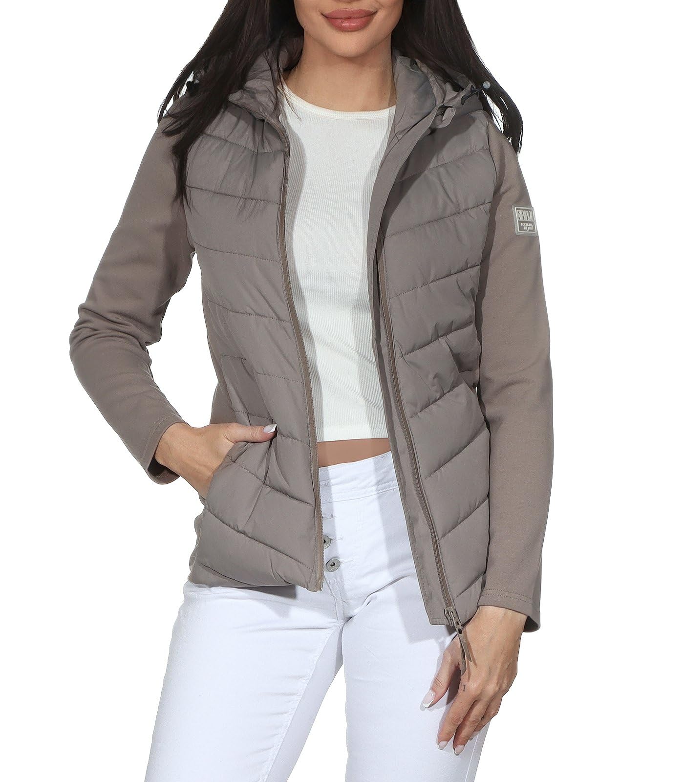 Sublevel Damen leichte Steppjacke mit Kapuze Übergangsjacke sportlich Outdoor und Alltag