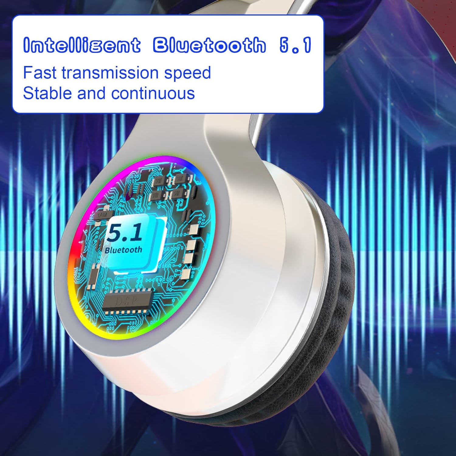 qonioi 5 1 bluetooth headphones wirelesshifi stereo foldable lightweight game headset with deep bassbuilt in mic wired mode pccell phonestv built