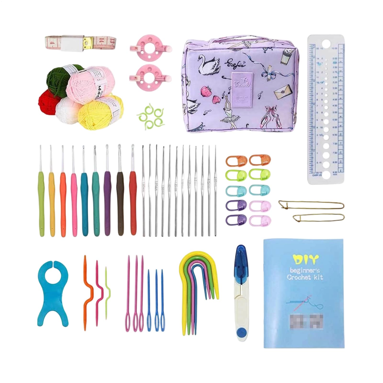 Kit de ganchillo para principiantes - Suministros de punto con estuche | Accesorios de ganchillo de viaje para tejer | para adultos Ocio Creativo Actividades de grupo Regalo Arte