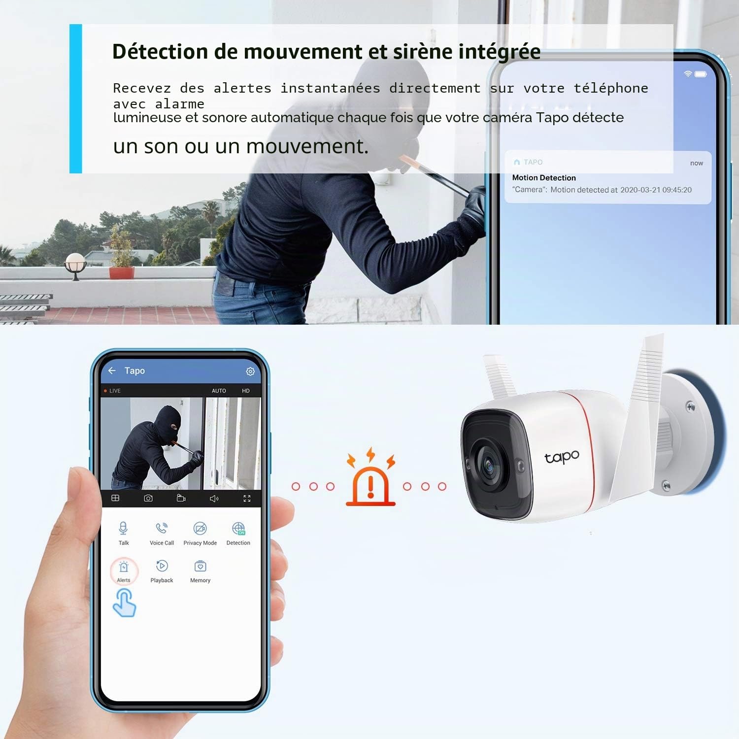 TP-Link Tapo 2K Outdoor Security Camera, Motion Detection, IP66 Weatherproof, Built-in Siren, 2-Way Audio, 3MP, Night Vision, Cloud &SD Card Storage, Works with Alexa & Google Home (Tapo C310)