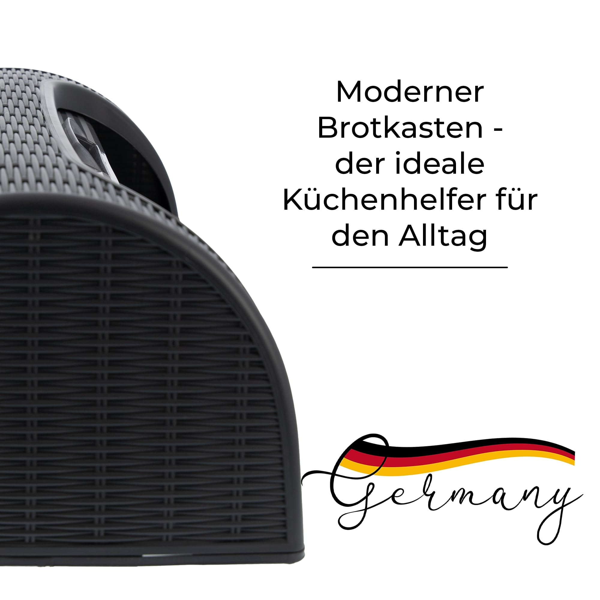 Brotkasten aus Kunststoff, Aufbewahrung für Backwaren, 41 x 26 x 18 cm, stilvolle Brotbox, Brot frisch aufbewahren, grau anthrazit