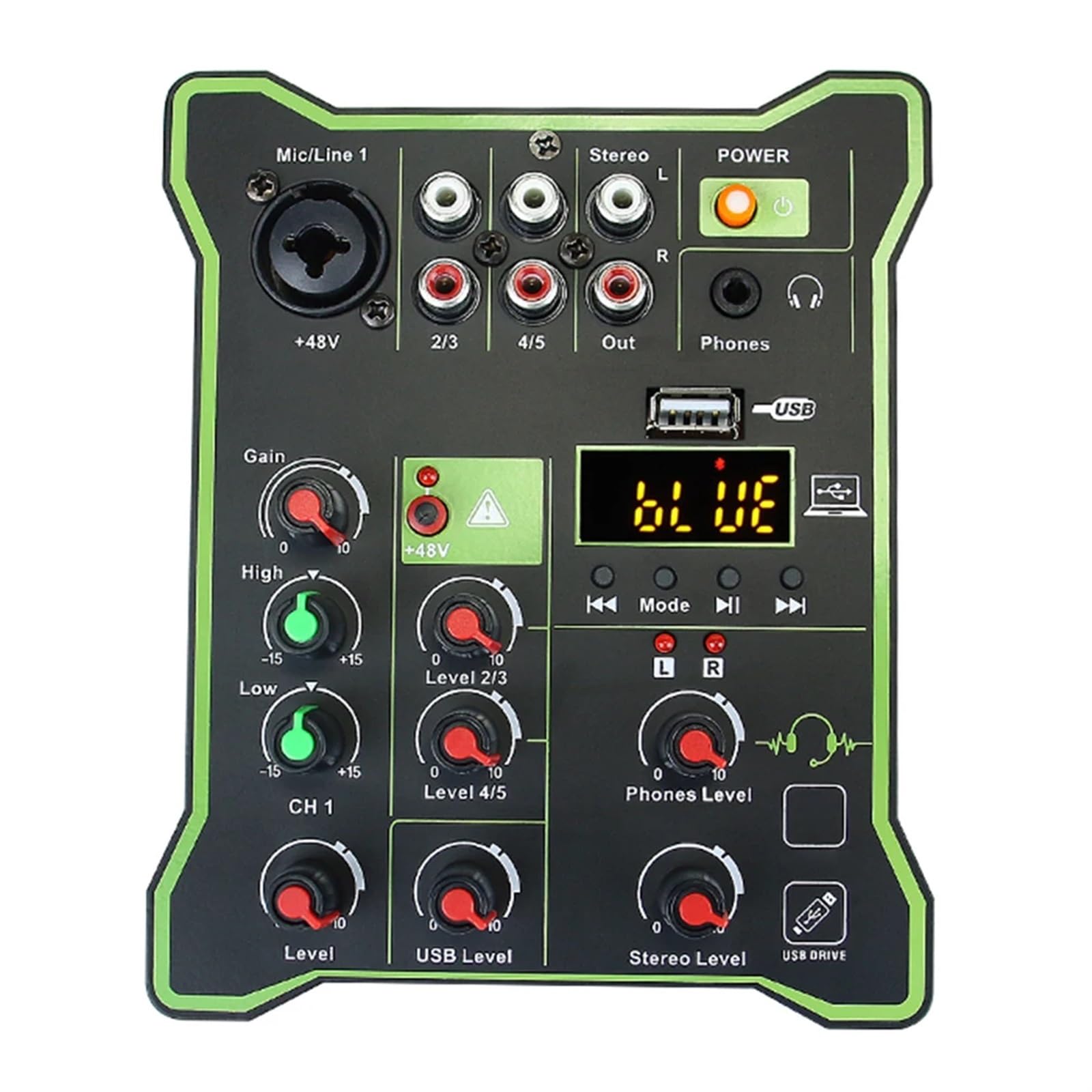 Kontrolery DJ-skie, 5-kanałowa konsola miksująca Wielofunkcyjny profesjonalny mikser audio Cyfrowy wyświetlacz Zgodny z dla instrumentu mikrofonowego