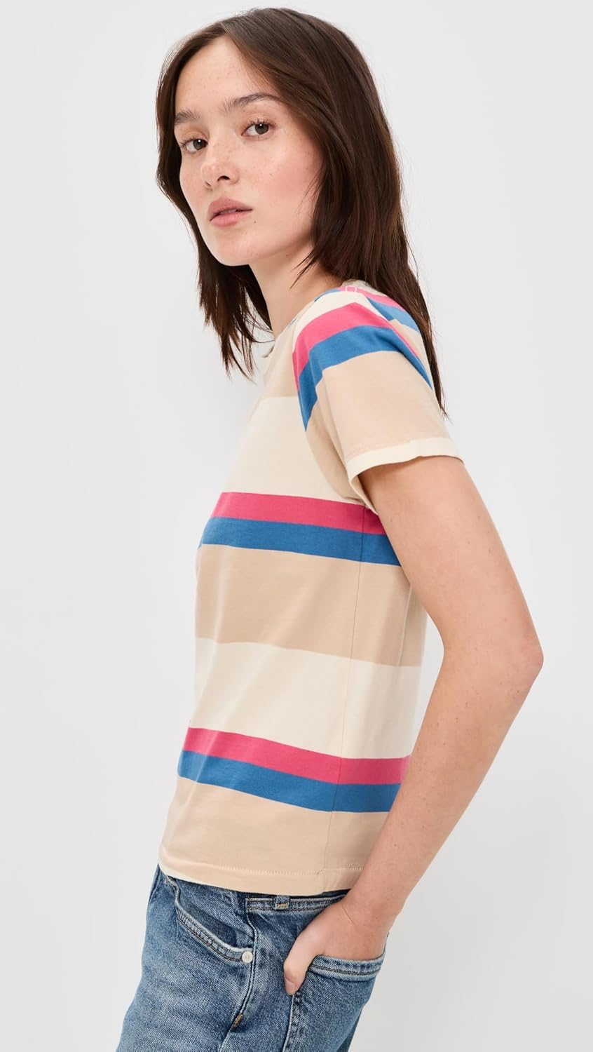 THE GREAT. Women's The Little Tee, Study Hall Stripe, XS - Image 4