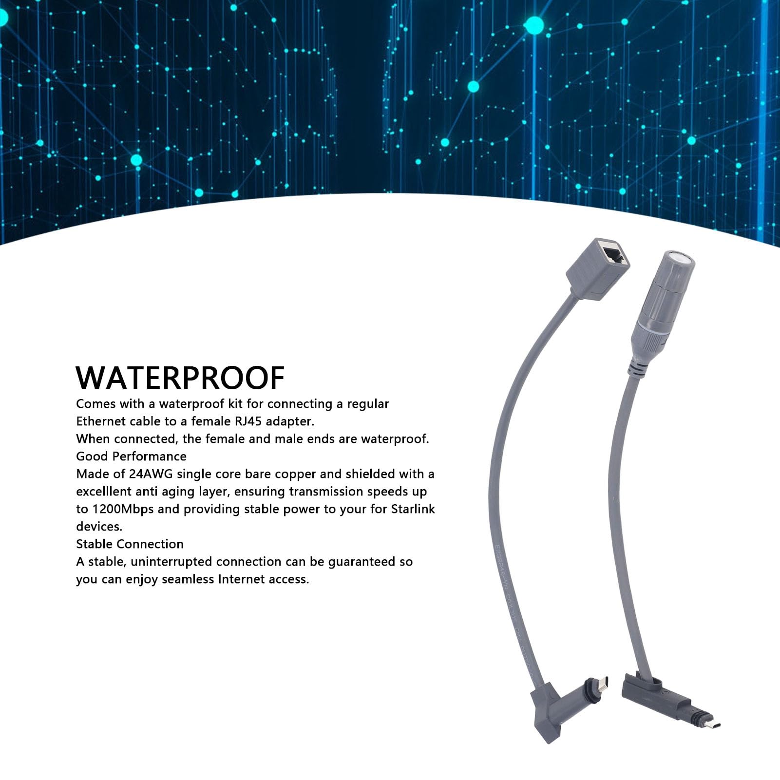 LICAEVEY Adattatore Ethernet di Seconda Generazione, Accoppiatore Impermeabile SPX a RJ45 con Nucleo in Rame 24 AWG, Trasmissione a 1200 Mbps per Router e Accessori per Parabole