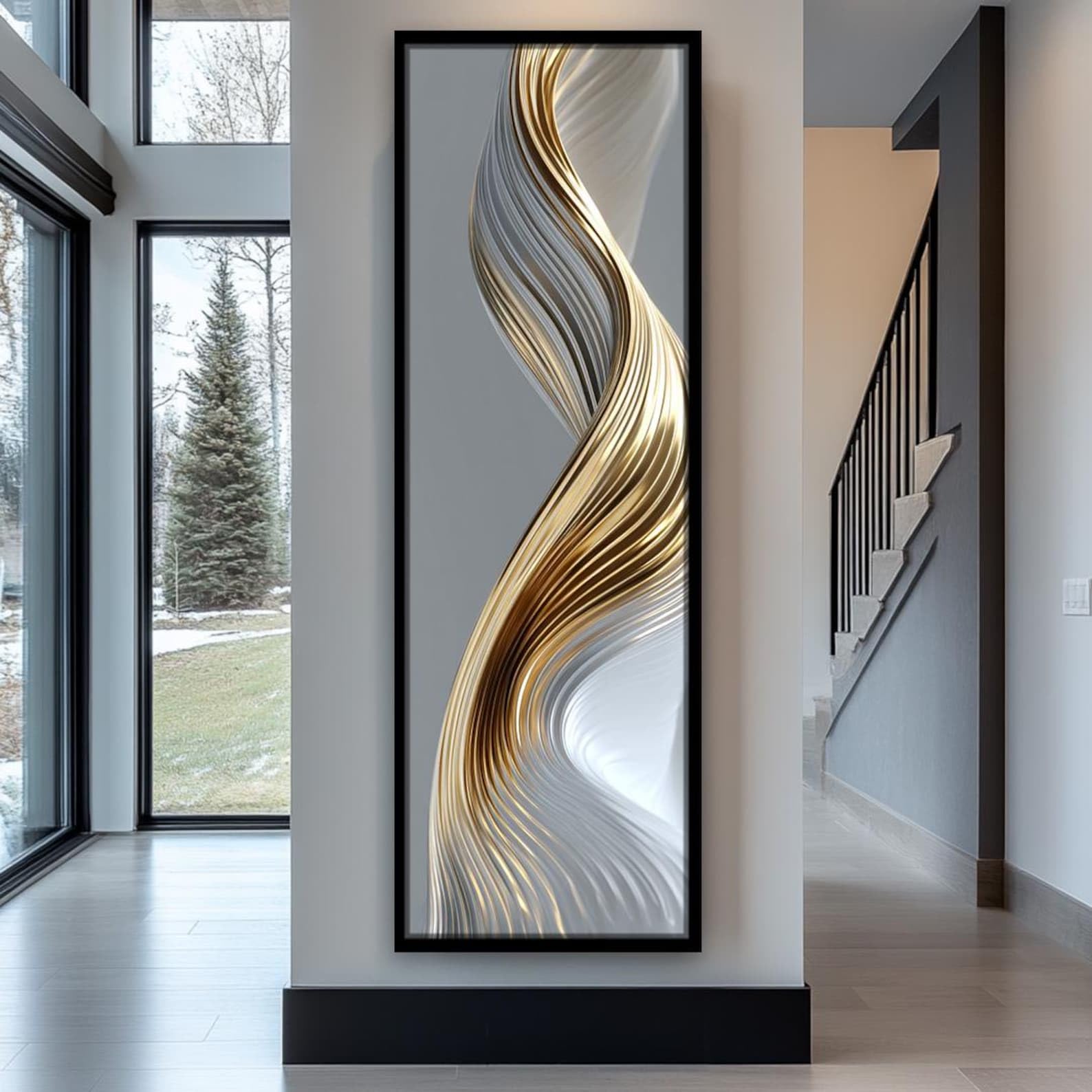 CAOXTART Arte mural moderno para dormitorio, lienzo abstracto vertical alargado, decoración nórdica para sala de estar, pósteres para pasillos de oficina (40x120cm/marco interno)