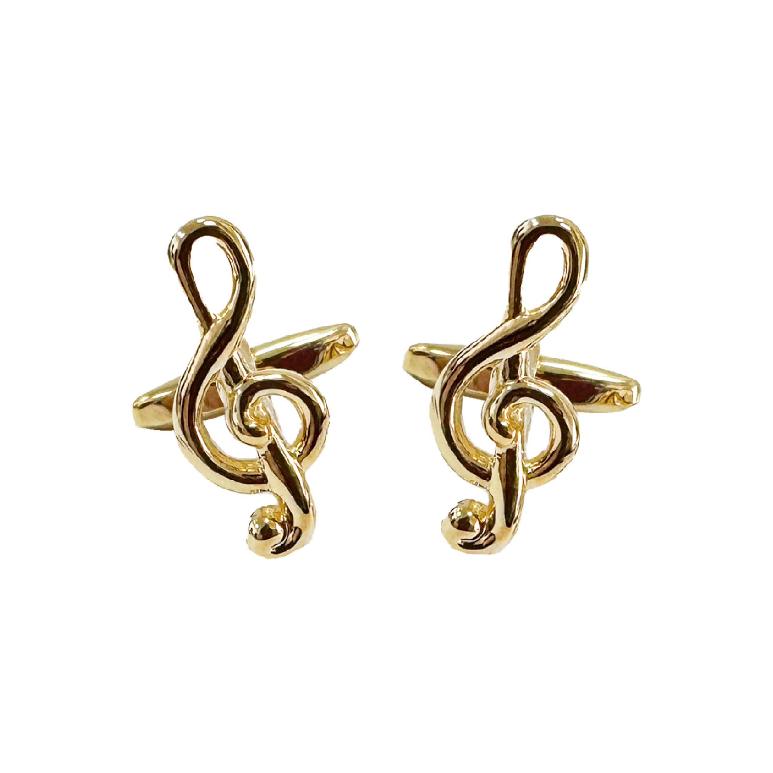 Pla Pla Pla Gemelos Forma Clave de Sol Dorados. Gemelos de acero Decorados Nota Musical para Bodas, Eventos. Gemelos Camisa Traje Esmoquin diseño Clave de Sol. Regalo día del Padre, Novio, Regalo Padrino.