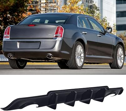 Rear Bumper Diffuser Valance Shark Fin for 2012-2014 Chrysler 300 300S SRT8 Gloss Black